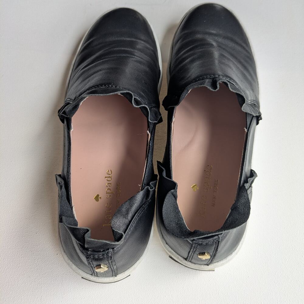 Kate Spade New York Lillie Leather Slip On Tennis Shoe / Loafer, Ruffle Detail - Picture 6 of 16